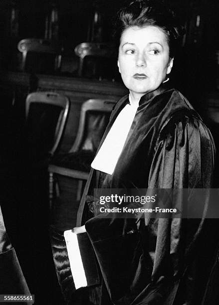 Madame Pechenard, premiere femme Juge elue au Tribunal du Commerce de la Seine, circa 1940 a Paris, France.