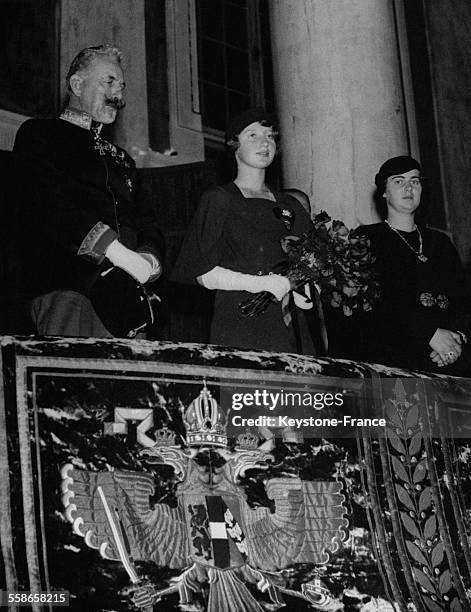 Archiduc Eugene d'Autriche, l'archiduchesse Adelaide d'Autriche et la Princesse Illeana de Roumanie a la fete d'anniversaire des 24 ans de l'archiduc...