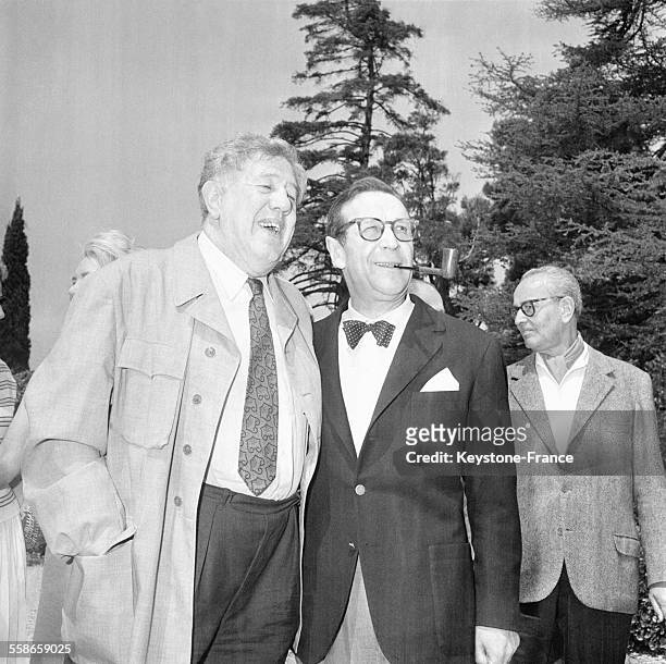 Acteur Michel Simon et le président du jury Geoges Simenon au XIII ème festival de Cannes le 11 mais 1960 à Cannes, France.