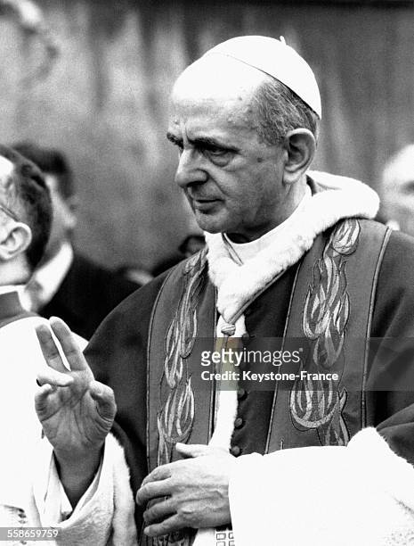 Le Pape Paul VI photographié au cours de la procession du mercredi des Cendres à Rome, Italie le 16 février 1970.