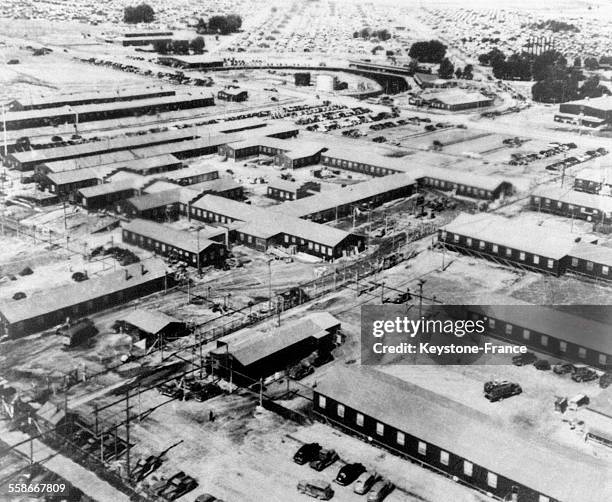 Vue d'une des usines où était fabriquée la bombe atomique à Pasco, Washington, Etats-Unis en 1945.