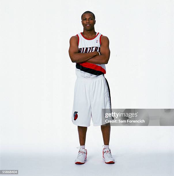 Sebastian Telfair of the Portland Trail Blazers poses for a portrait during the Portland Trail Blazers Media Day on October 3 at the Rose Garden...