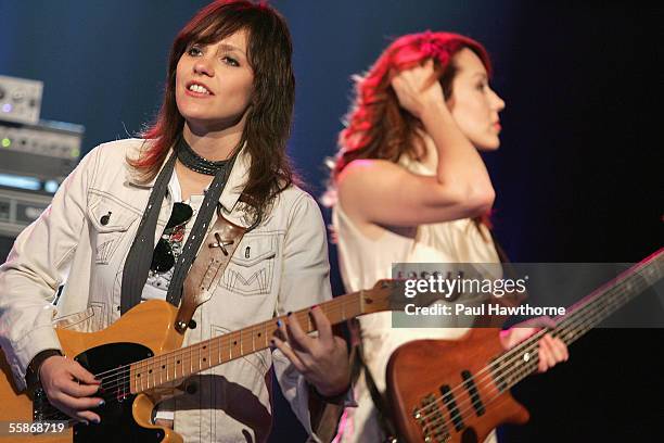 Kristen Henderson and Jen Zielenbach of Antigone Rising perform during rehearsal for the T.J. Martell Foundation 30th Anniversary Gala at the...