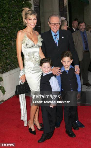 Television personality Larry King arrives with his wife Shawn Southwick and sons Chance and Cannon at the 20th Anniversary Celebration of Larry King...
