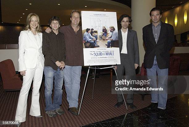 Actress Laura Linney, Jesse Eisenberg, Jeff Daniels, Noah Baumbach and William Baldwin attend the Variety Screening Series of "The Squid and The...