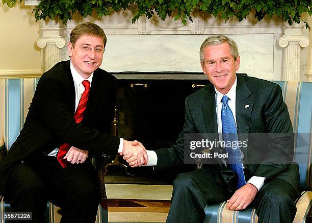 President George W. Bush meets with Hungarian Prime Minister Ferenc Gyurcsany at the White House October 7, 2005 in Washington, D.C. Today is the...