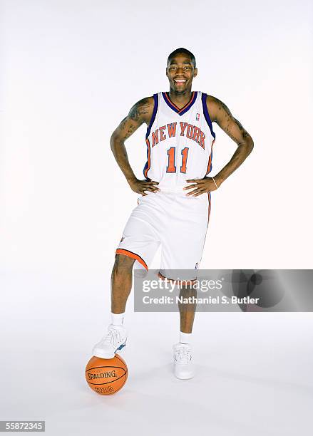 Jamal Crawford of the New York Knicks poses for a portrait during Knicks Media Day on October 3, 2005 at the Knicks practice facility in Tarrytown,...