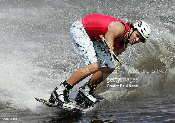 Scott Broome of Australia in action during the Mens Wakeboarding semi final at the Gravity Games held at McCallum Park on October 8, 2005 in Perth,...