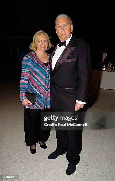 Radio personality John Laws and his wife Caroline attend the Sony Foundation True Colours Gala Ball held at Wharf 8 on October 8, 2005 in Sydney,...