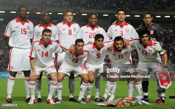 The Tunisian team pose for a group photo during the World Cup 2006 African group 5 qualifying soccer match between Tunisia and Morocco at the Rades...