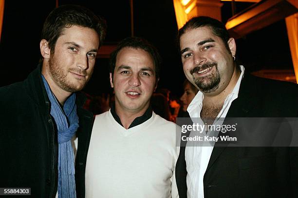 Actor Oliver Hudson, professional poker player Tony Hachem, and Flying Canter Brother Mason attend the "It's All Goin' To The Dogs!" poker tournament...