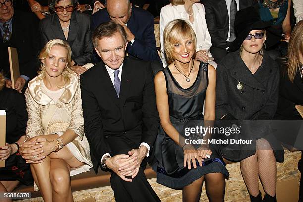 Actress Uma Thurman, Bernard Arnault, CEO and President of Dior's parent group LVMH, his wife pianist Helene Mercier Arnault and actress Sharon Stone...