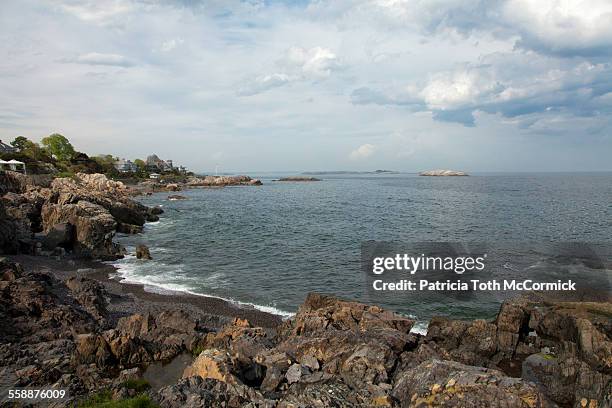 rocky shoreline of marblehead, massachusetts - baia del massachusetts foto e immagini stock