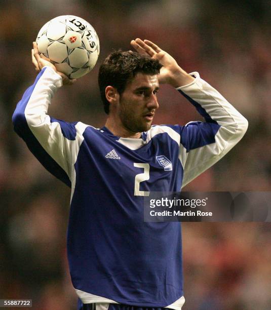 Georgios Seitaridis of Greece during the FIFA World Cup 2006 Group 2 Qualifier match between Denmark and Greece at the Parken Stadium on October 8,...
