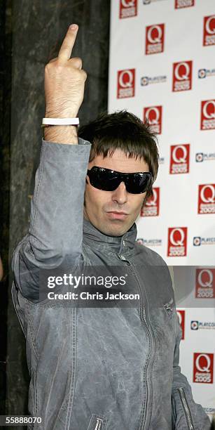 Singer Liam Gallagher of Oasis arrives at The Q Awards, the annual magazine's music awards, at Grosvenor House on October 10, 2005 in London, England.