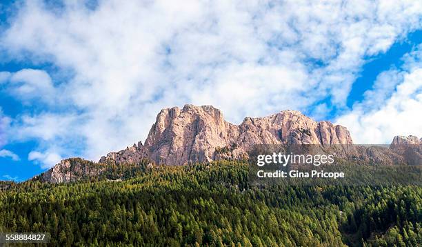 mountains peacks in the valley of fassa - soraga stock pictures, royalty-free photos & images