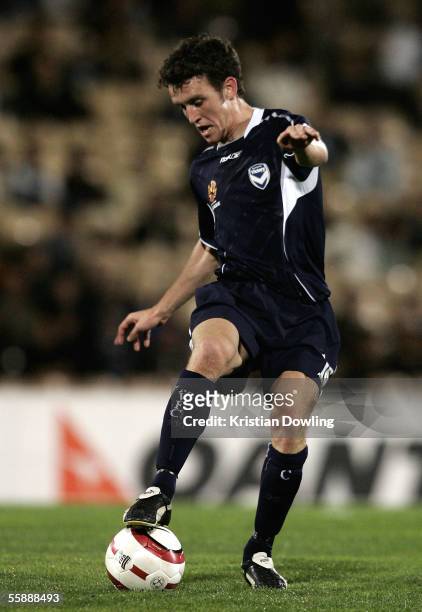 Simon Storey of the Victory in action during the round seven A-League match between the Melbourne Victory and the New Zealand Knights at Olympic Park...