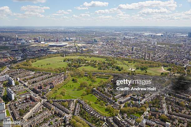 aerial view of london - victoria park london stock pictures, royalty-free photos & images