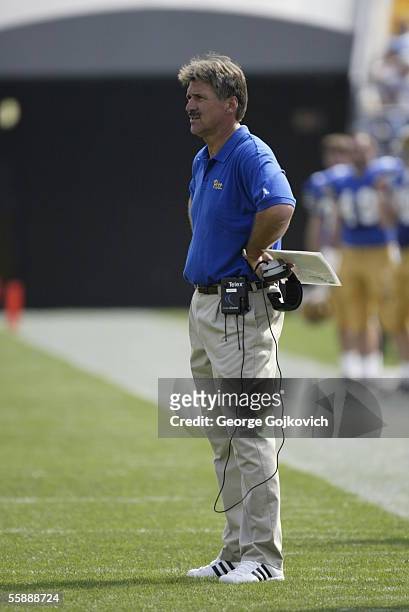 Head coach Dave Wannstedt of the University of Pittsburgh Panthers on the sideline during a game against the Youngstown State Penguins at Heinz Field...