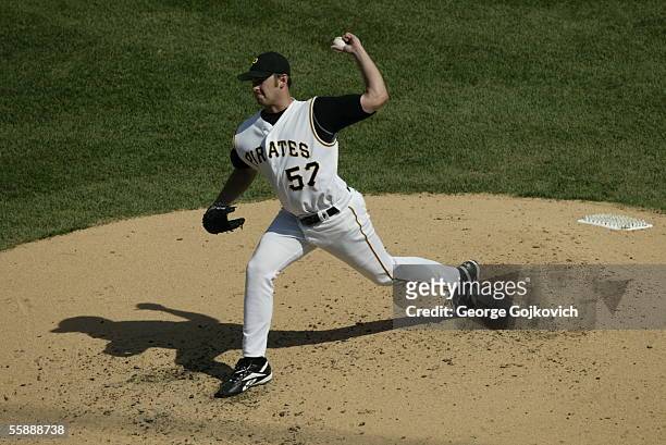 Pitcher Zach Duke of the Pittsburgh Pirates pitches against the Houston Astros at PNC Park on September 22, 2005 in Pittsburgh, Pennsylvania. The...