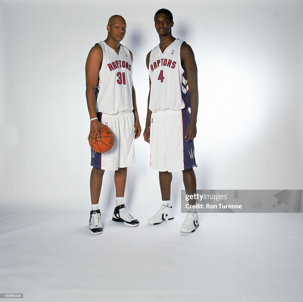 2005 Toronto Raptors Charlie Villanueva and Chris Bosh of the Toronto Raptors pose for a ...