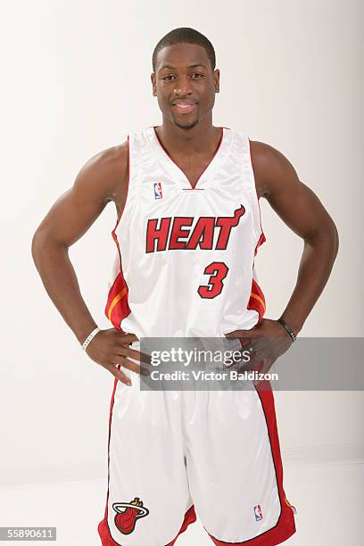 Dwyane Wade of the Miami Heat poses for a portrait during NBA Media Day on October 3, 2005 in Miami, Florida. NOTE TO USER: User expressly...