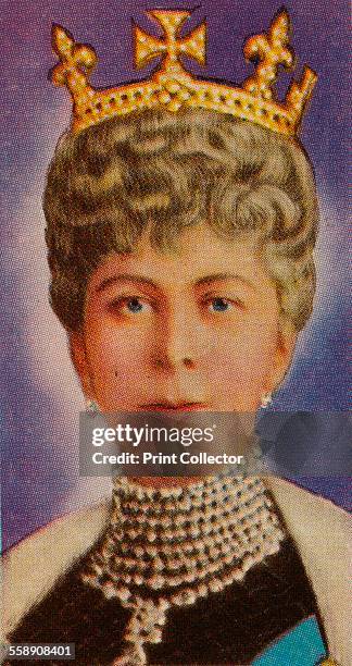 Queen Mary, consort of King George V, at her first State Opening of Parliament, 1911 . Ardath cigarette card, from a series of 50 commemorating the...