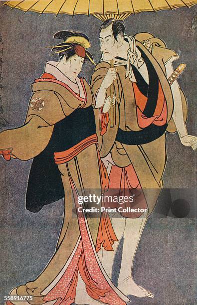'Ichikawa Komazo III as Kameya Chubei and Nakamura Tomisaburo as Umegawa', 1794. From The Connoisseur Volume LXXXVIII, edited by C. Reginald Grundy....