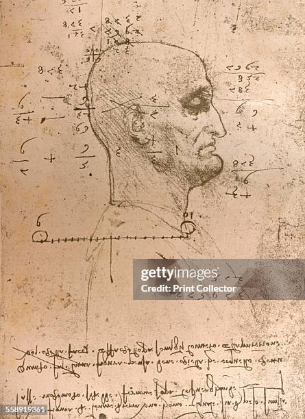 Drawing of the head of a criminal, c1472-c1519 . From The Literary Works of Leonardo Da Vinci, Vol. 1 by Jean Paul Richter, PH. DR. [Sampson Low,...