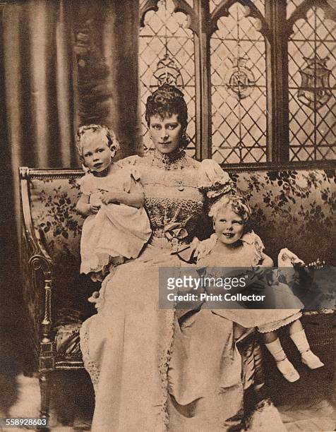 Mary of Teck, The Duchess of York with her two sons, Princes Edward and Albert, c1897 . From The Royal Jubilee Book 1910-1935 [Associated Newspapers...