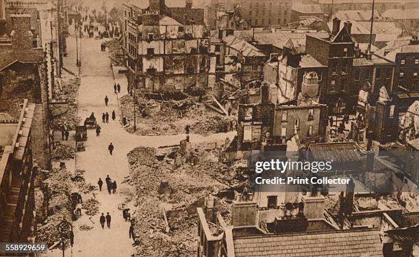 The Easter Rising, Ireland, 1916 . Damage caused in Dublin by the disturbances which broke out on 24 April. This view resembles the scenes in...