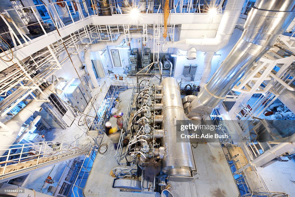 Engine room of container ship, GoSeong-gun, South Korea