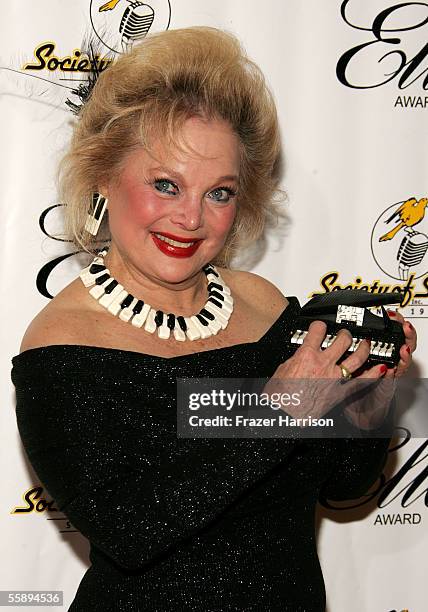 Actress Carol Connors arrives at the Society of Singers 14th Annual Ella Award honoring Sir Elton John at the Beverly Hilton Hotel on October 10,...