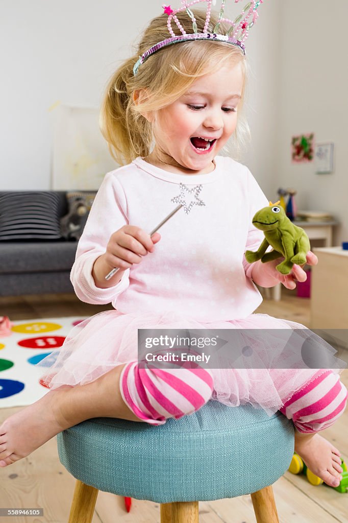 Girl playing fairy princess