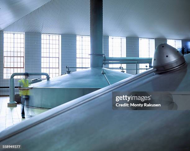 view of brewing hall in commercial brewery - factory wide angle stock pictures, royalty-free photos & images