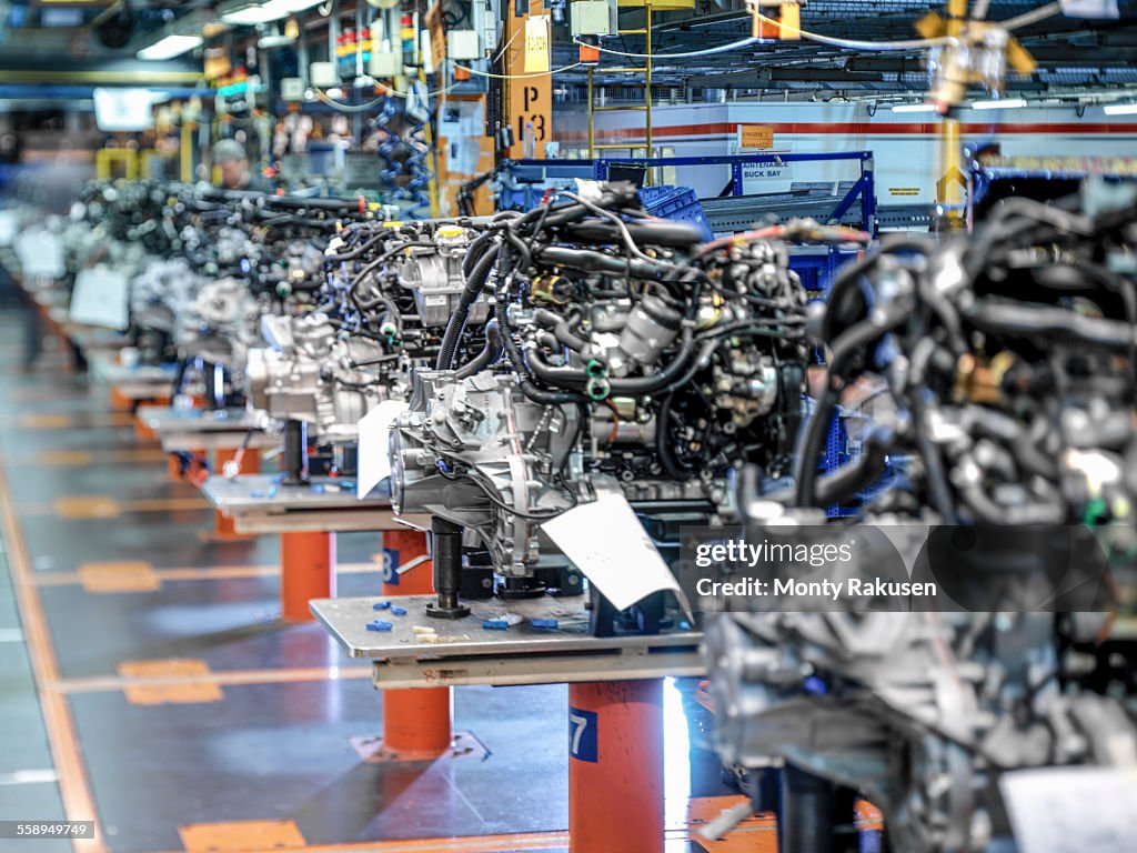 Engine production line in car factory