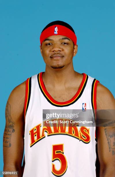 Josh Smith of the Atlanta Hawks poses during the the Atlanta Hawks media day on October 3, 2005 at Philips Arena in Atlanta, Georgia. NOTE TO USER:...