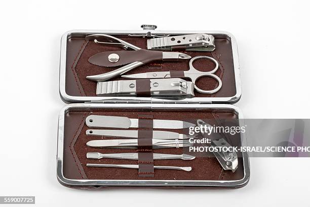 manicure and pedicure set - nail clipper stock illustrations