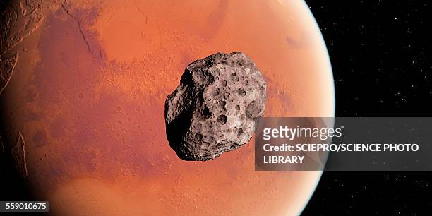 asteroid and planet, illustration - asteroid stock illustrations
