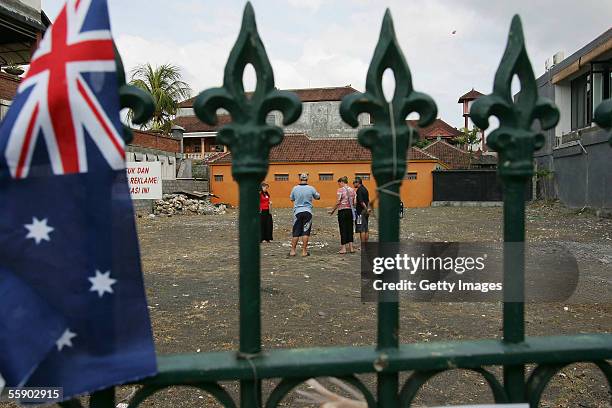 Family of Bomb Victims hold a personal ceremony at the Sari Club Bomb Site to mark the annnivesary of the 2002 bombings on the main street of Kuta on...