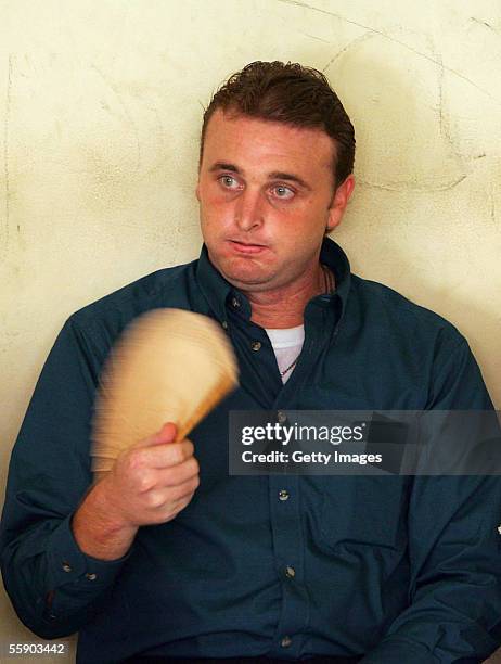 Australian Martin Stephens waits in the holding cell in the Denpasar District Court at the beginning of his trial on October 12, 2005 in Denpasar,...