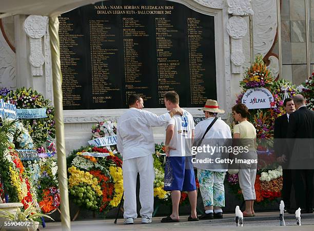 Australians pay respect to the vicitims of the 2002 bombings during the memorial service to mark the annnivesary at the Kuta Bomb Memorial on October...