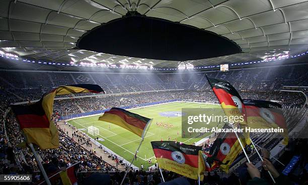 General view of the AOL Arena before the friendly game between Germany and China at the AOL Arena on October 12, 2005 in Hamburg, Germany.