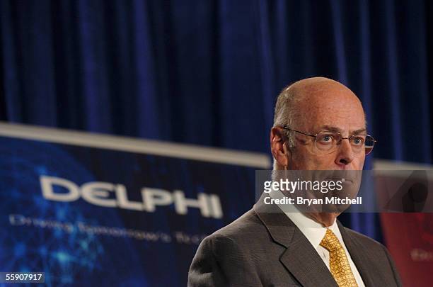 Robert Stevens "Steve" Miller Chairman and Chief Executive Officer of Delphi Corporation, speaks during a press conference as Rodney O'Neal,...