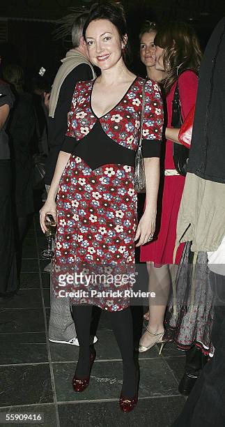 Fashion Designer Leona Edmiston attends the Robert Rosen Fashion Plate Exhibition at Westfield Bondi Junction on October 12, 2005 in Sydney,...