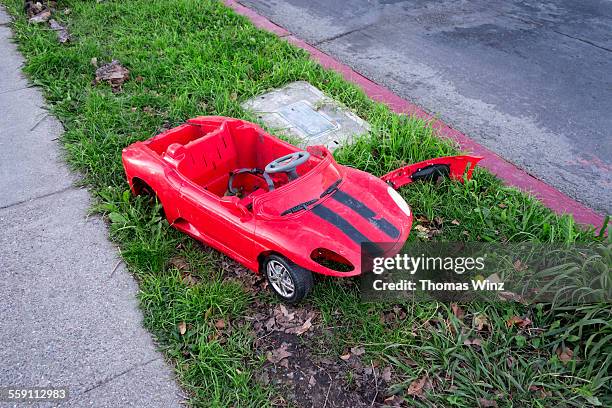 toy car after accident - broken toy stock pictures, royalty-free photos & images