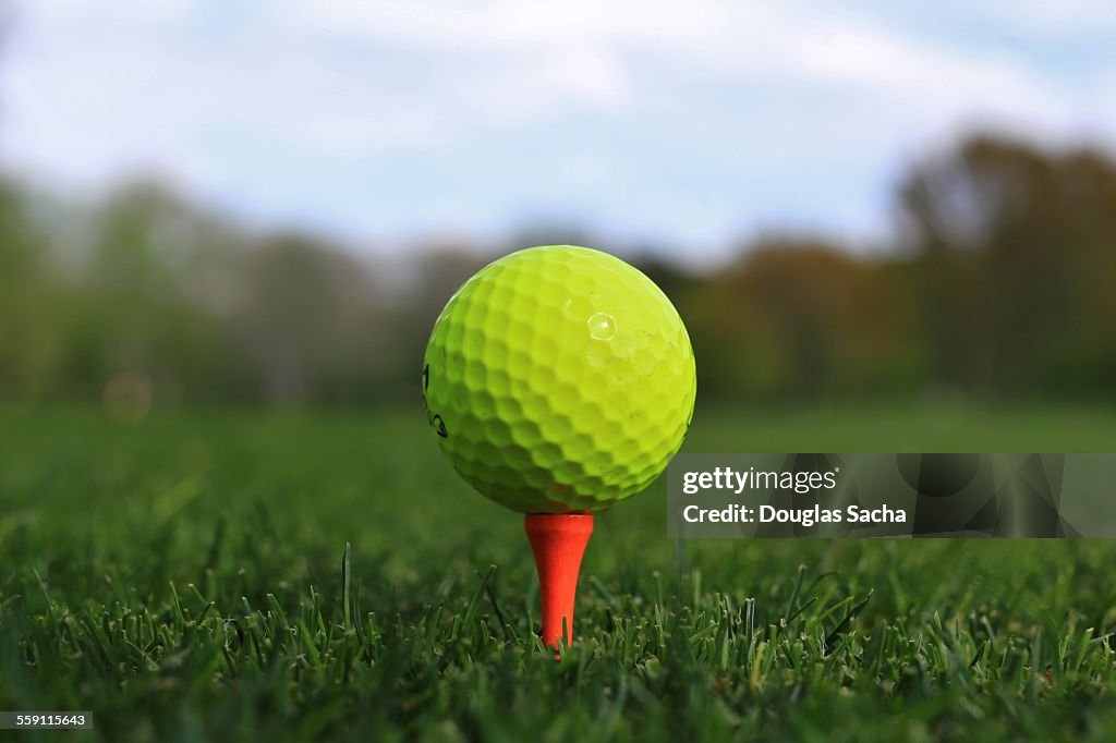 Golf ball on the tee