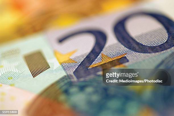 european currency, twenty euro note - twenty euro note stock-fotos und bilder