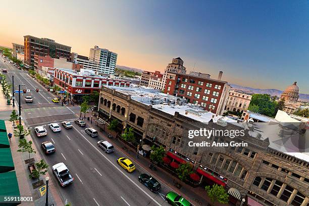 downtown boise, idaho, high angle view - boise stock pictures, royalty-free photos & images