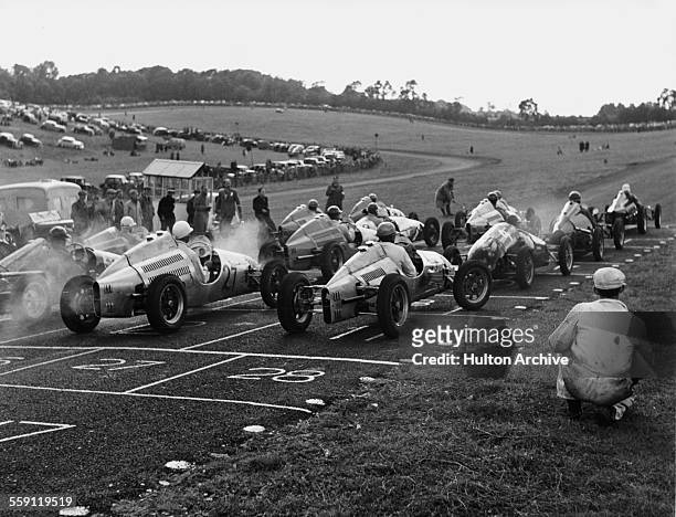 On the anti-clockwise grid for the start of the Brands Hatch 500cc Formula 3 Race on 25 June 1950 at the Brands Hatch Circuit, Fawkham, United...